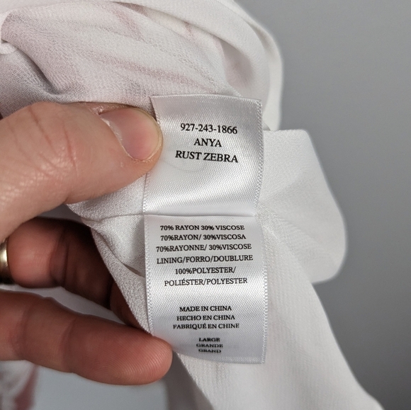 Rails London Zebra Flowy Animal Print Rust White Midi Skirt Size Large - Picture 9 of 11